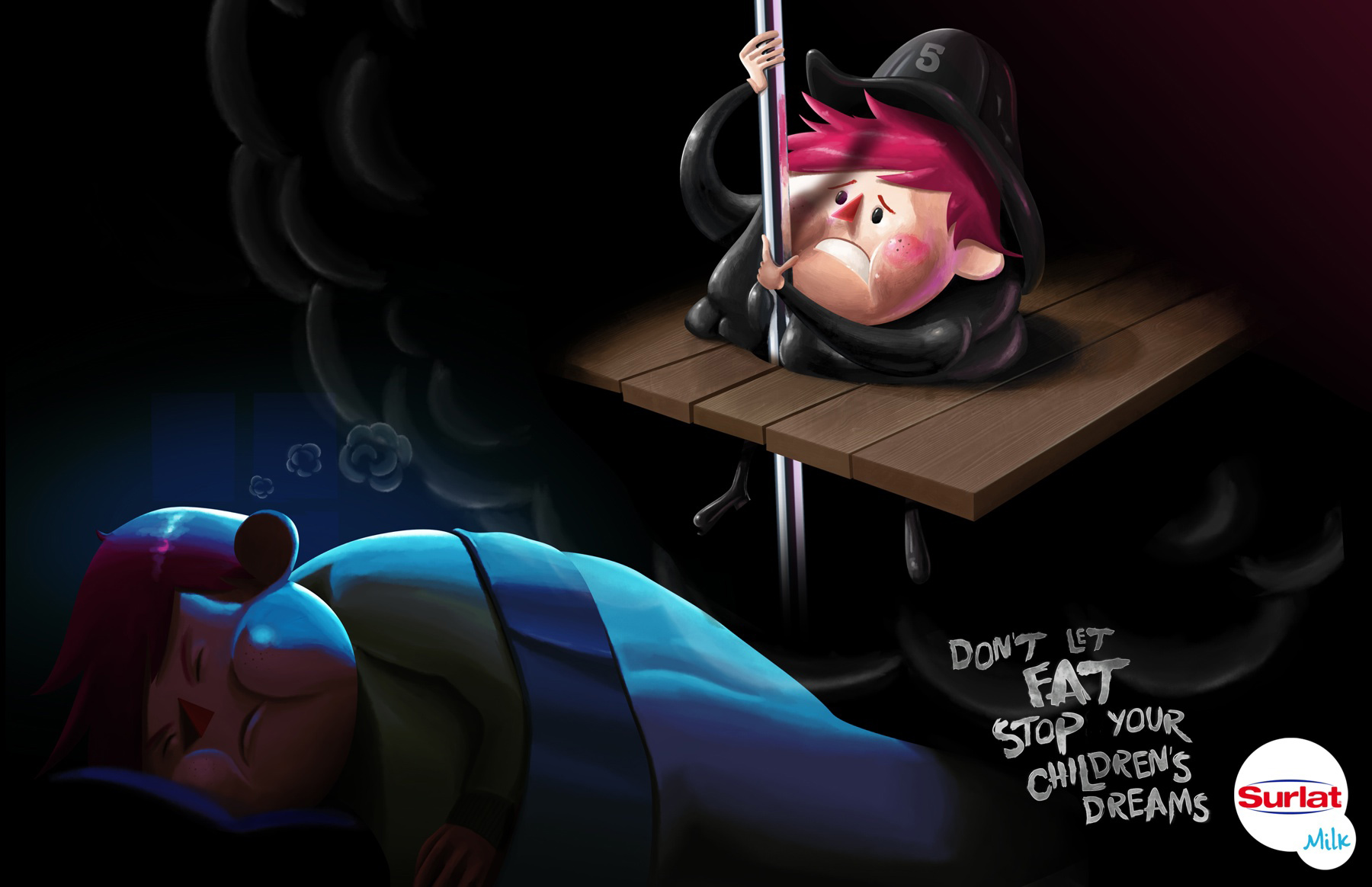 Con il latte senza lattosio, quindi più leggero, il bambino obeso potrà dimagrire e realizzare il suo sogno di diventare un pompiere.