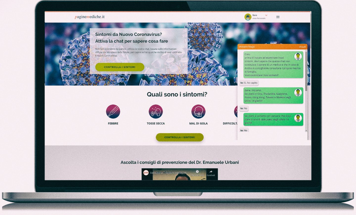 Coronavirus: paginemediche attiva la chat per controllare i propri sintomi